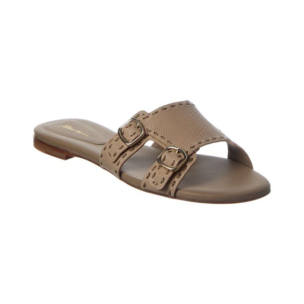 Santoni Leather Sandal, Brown